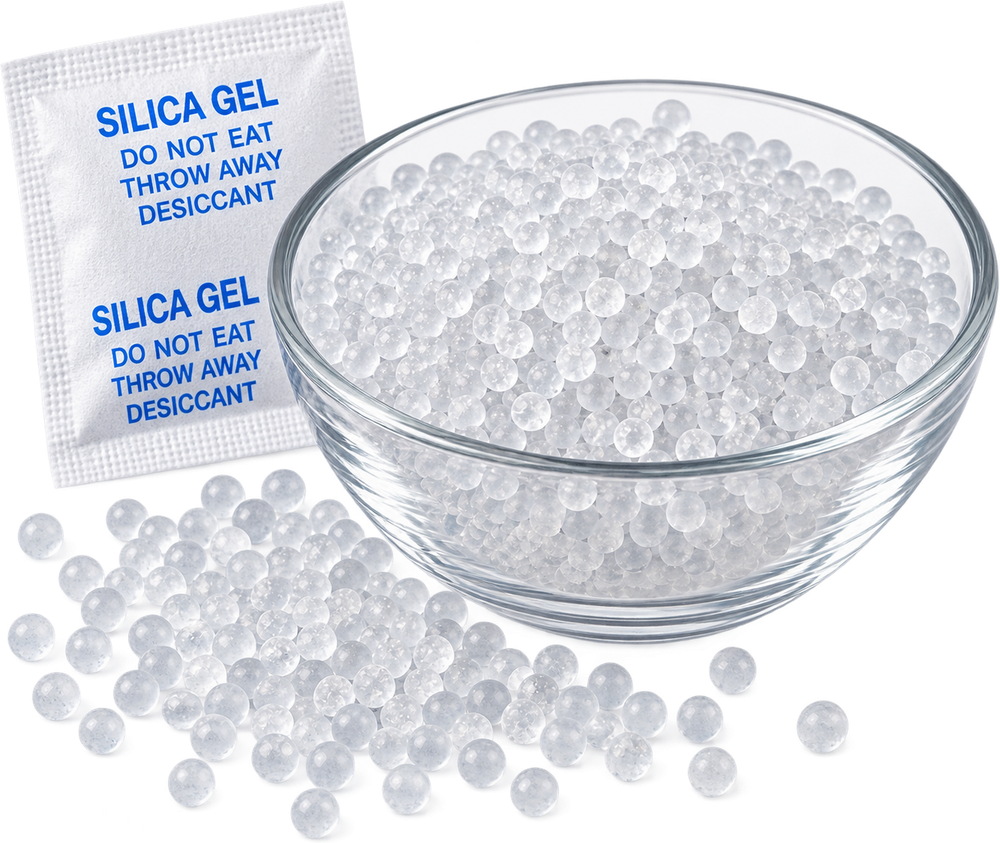 White silica gel beads and pack